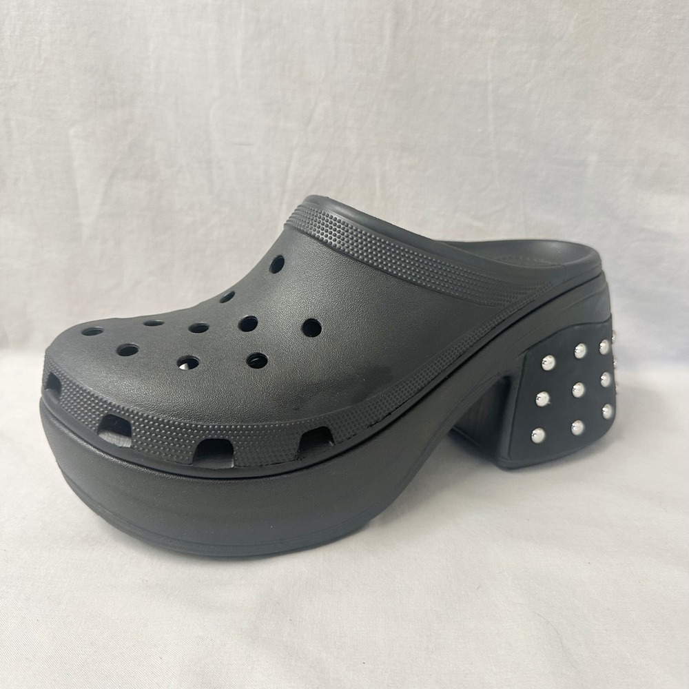 Crocs Siren Studded Platform Clog‎ Mule Black Mens Size 11 Goth Bratz